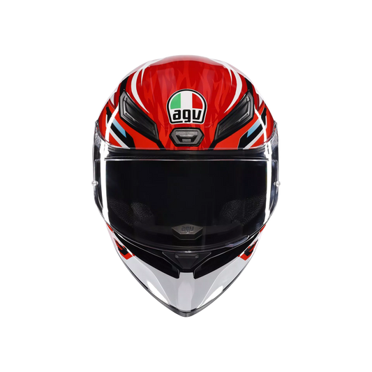 Motorcycle full face sports helmet black red white