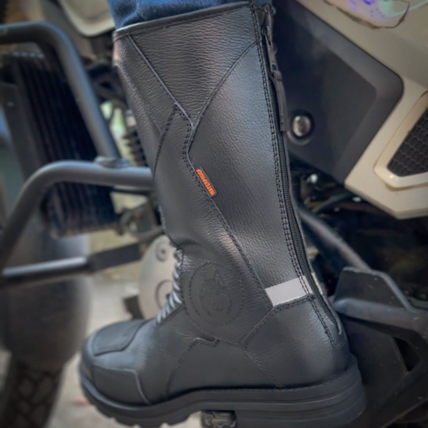 motorcycle leather riding full boot