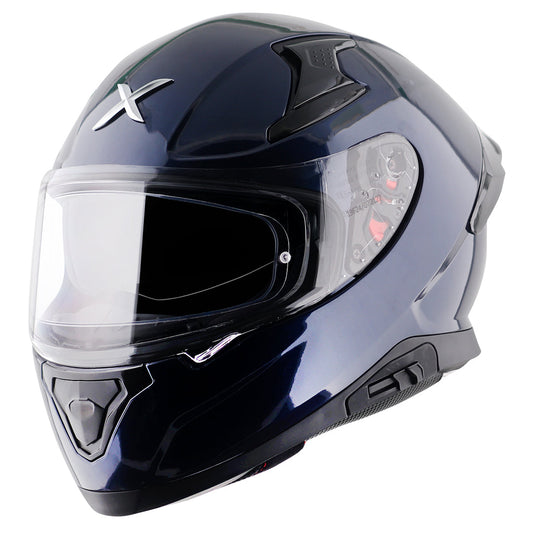 Motorcycle full face solid dark blue helmet with pinlock and sunvisor