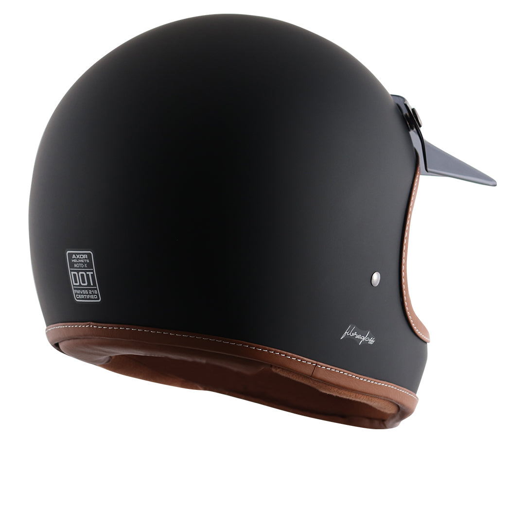 Motorcycle full face helmet retro style with peak visor Matte black