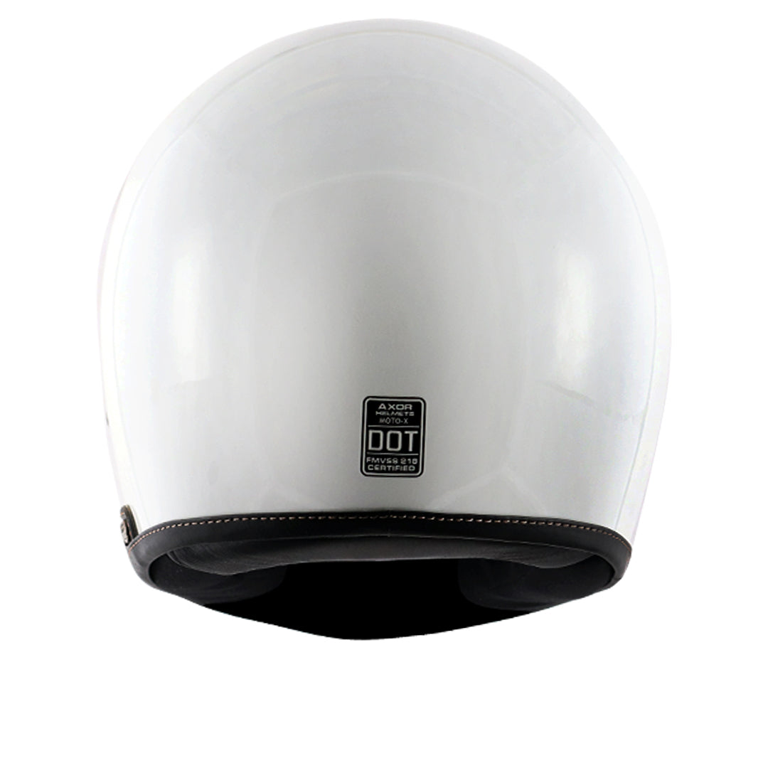 Motorcycle full face helmet retro style with peak visor solid white