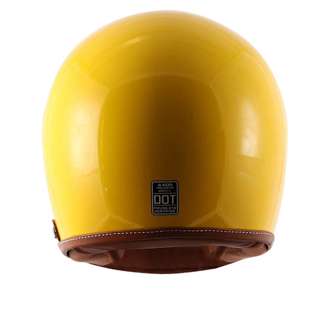 Motorcycle full face helmet retro style with peak visor solid yellow