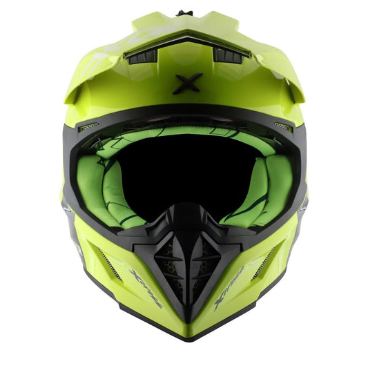 Motorcycle motocross / ADV Helmet Neon Yellow Off roading removable peak