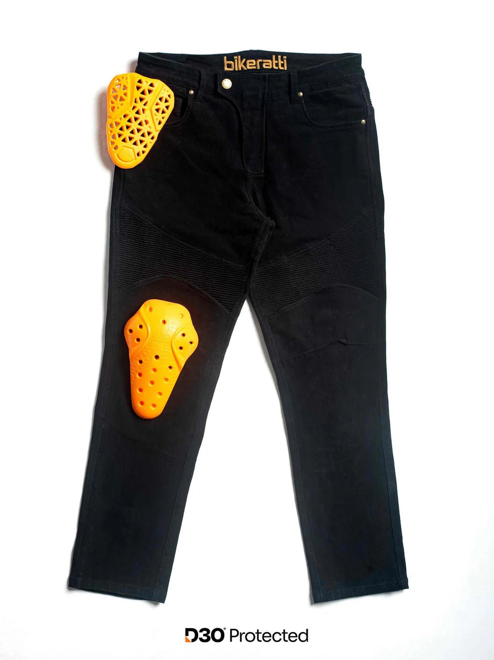 Motorcycle riding denim jean sleek black cotton with D3O armours