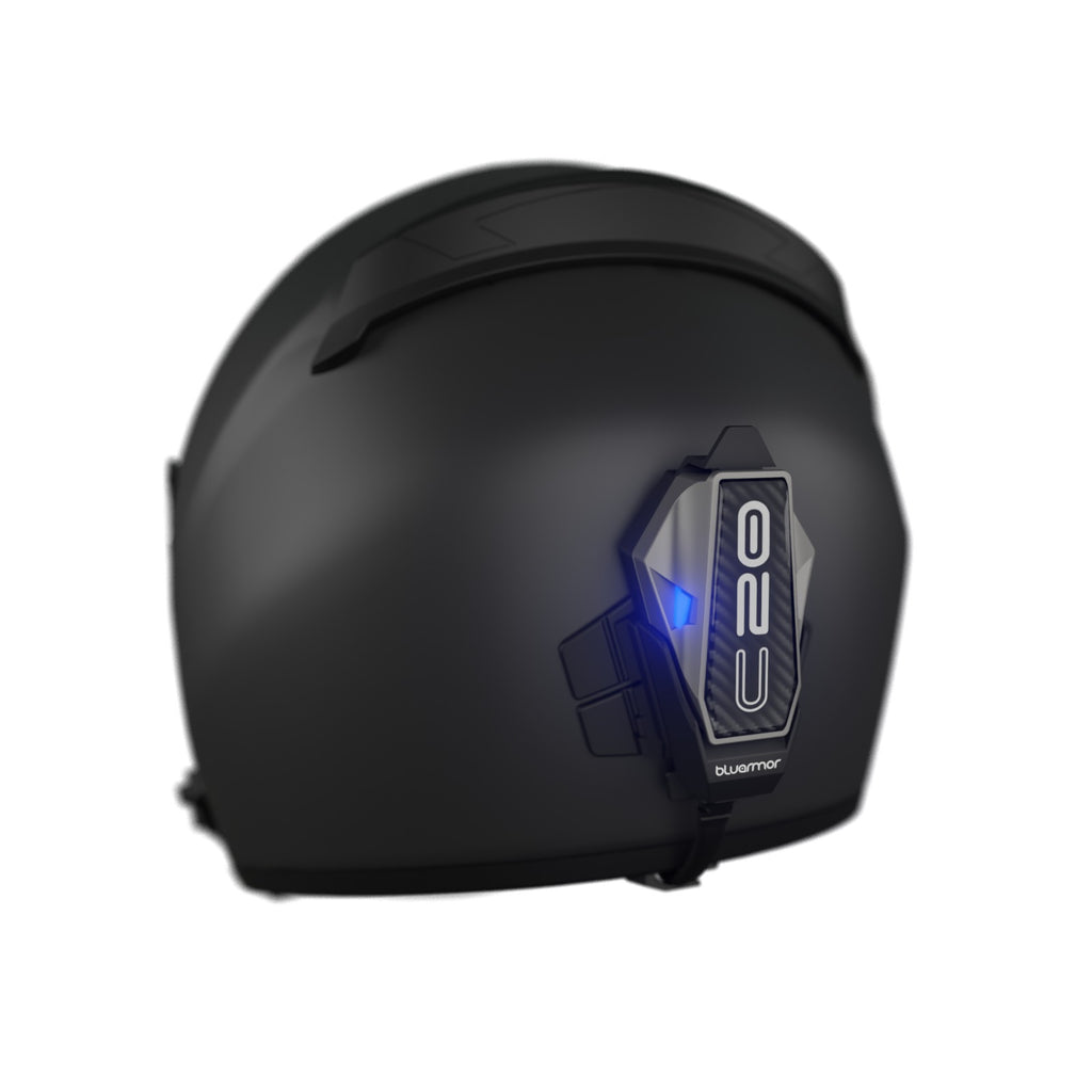 Motorcycle intercom system black with silver - mesh connect - helmet view