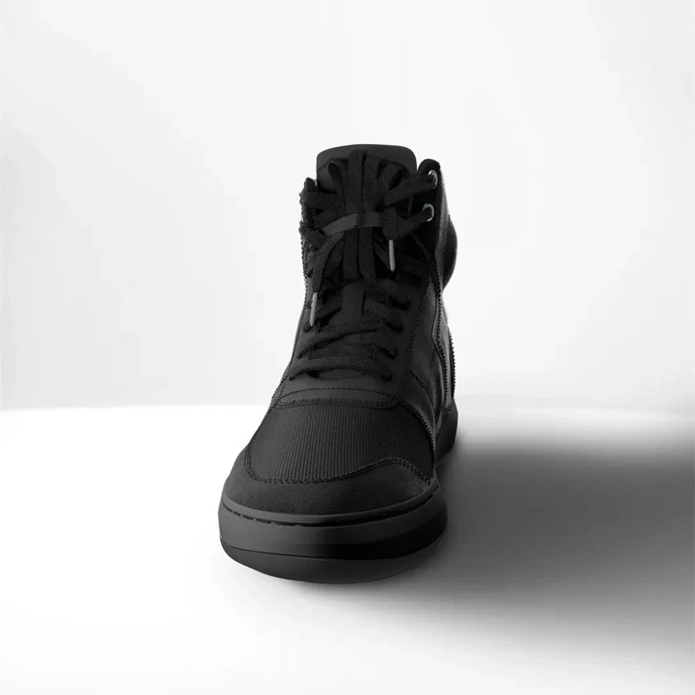 Motorcycle riding sneaker style boots all black with D3O armours