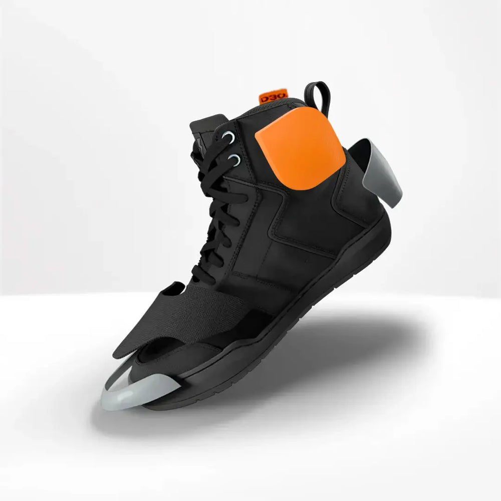 Motorcycle riding sneaker style boots all black with D3O armours