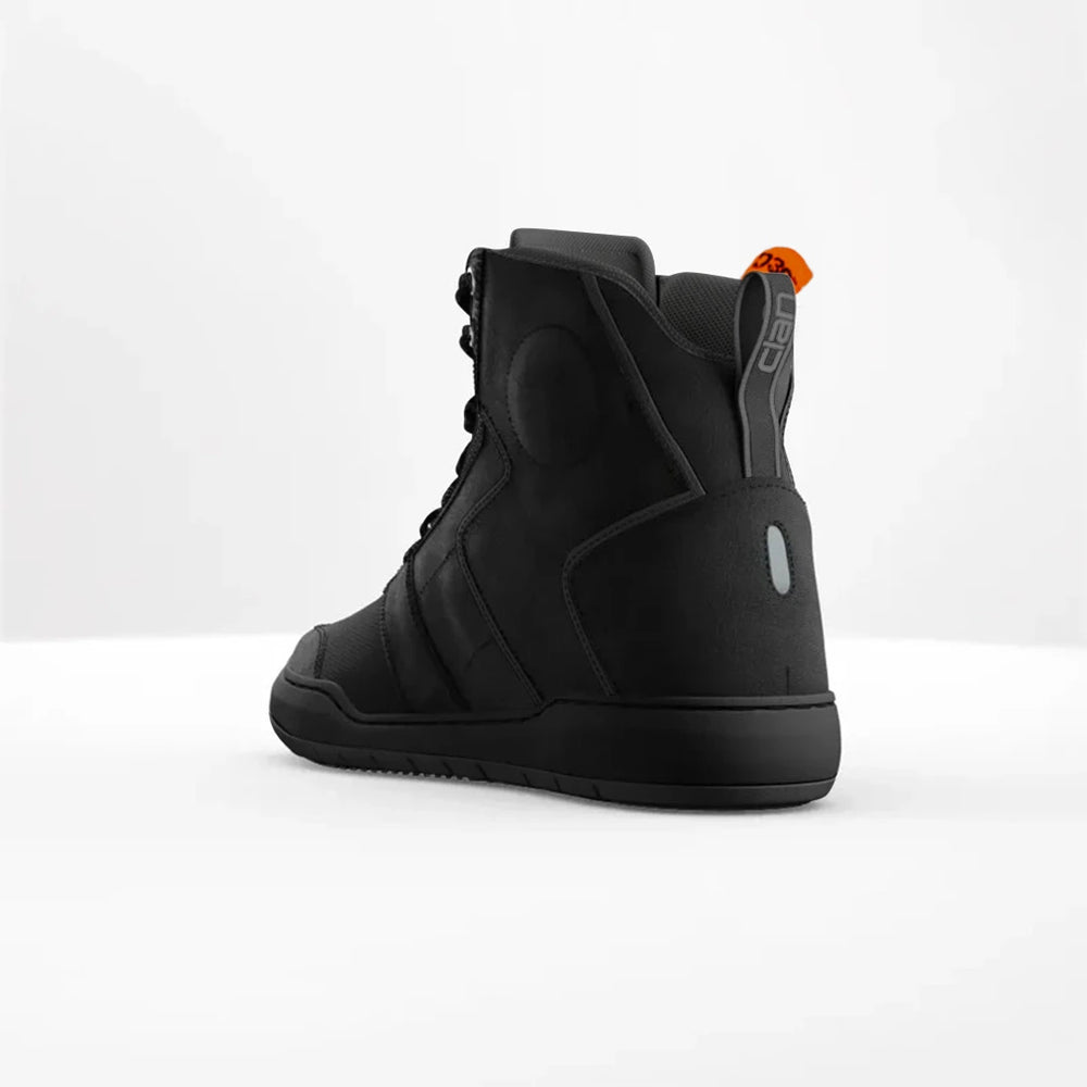 Motorcycle riding sneaker style boots all black with D3O armours