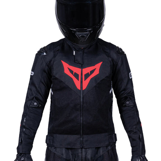 Motorcycle Riding Mesh racing jacket black with red all armour CE - Level 2