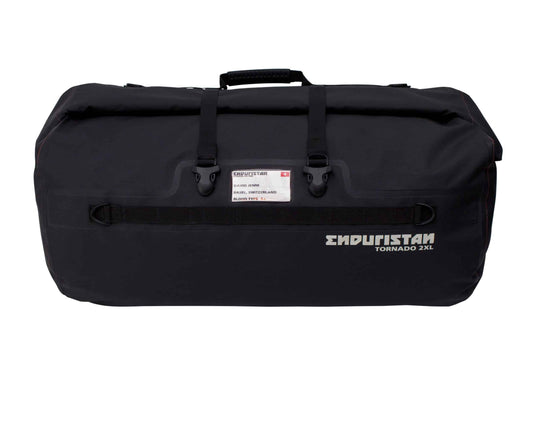 Motorcycle 82L waterproof dry bag tail bag black with tie down straps - total rugged adventure