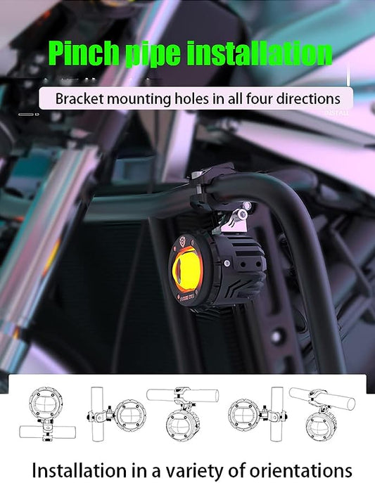 Motorcycle Fog/Aux round lights waterproof with switch and lighting modes