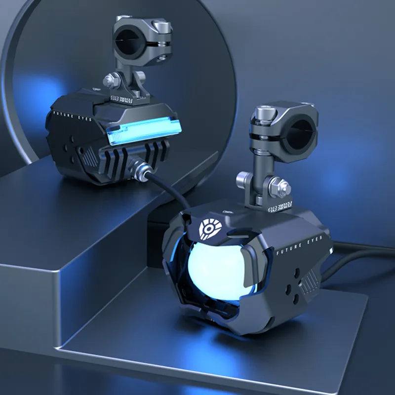 Motorcycle Fog/aux lights with DRLs various colours modes switch and waterproof round lights with square case