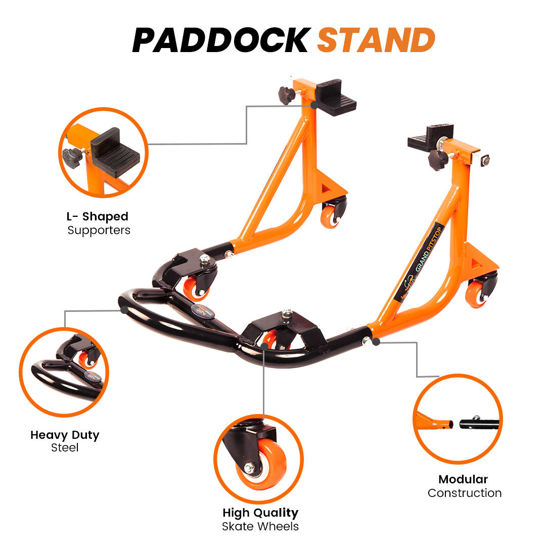 Motorcycle rear paddock stand 360 rotate, detachable, movable