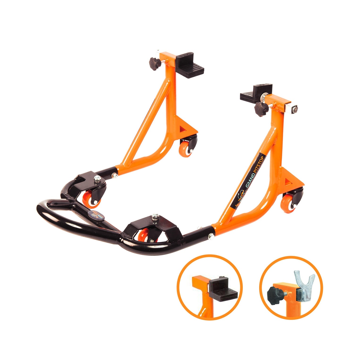Motorcycle rear paddock stand 360 rotate, detachable, movable