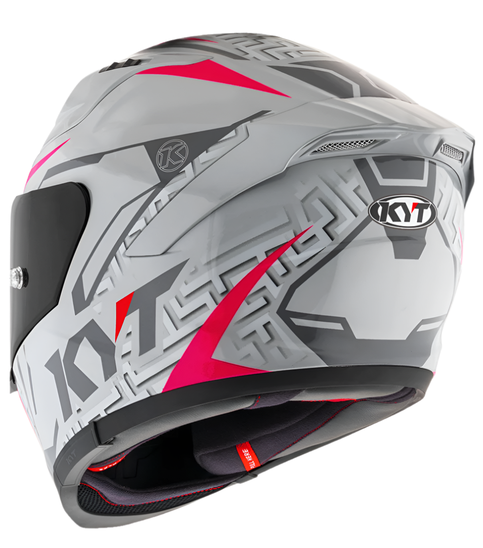 Motorcycle full face helmet grey with fuxia pink