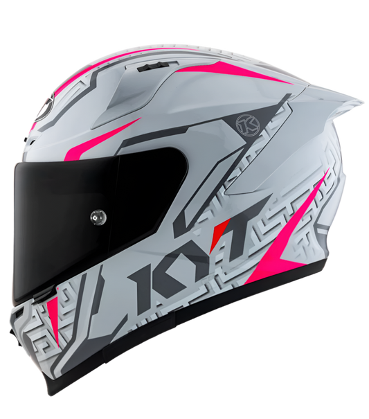 Motorcycle full face helmet grey with fuxia pink