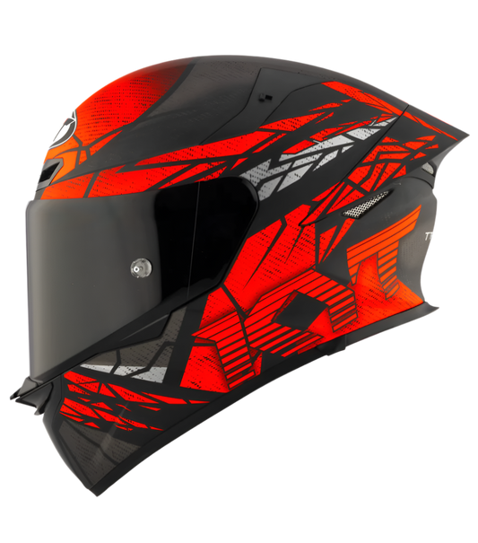Motorcycle full face helmet black with red geometric graphic matt