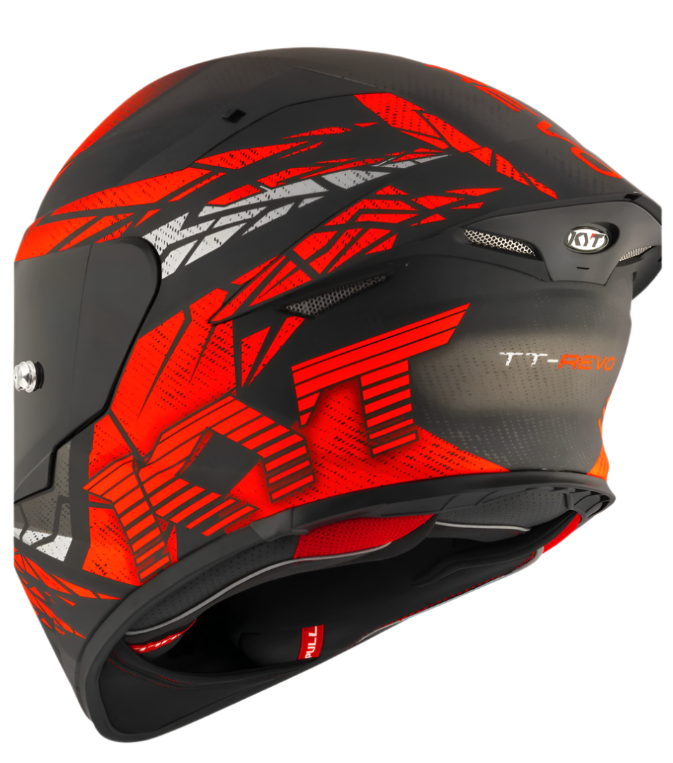 Motorcycle full face helmet black with red geometric graphic matt