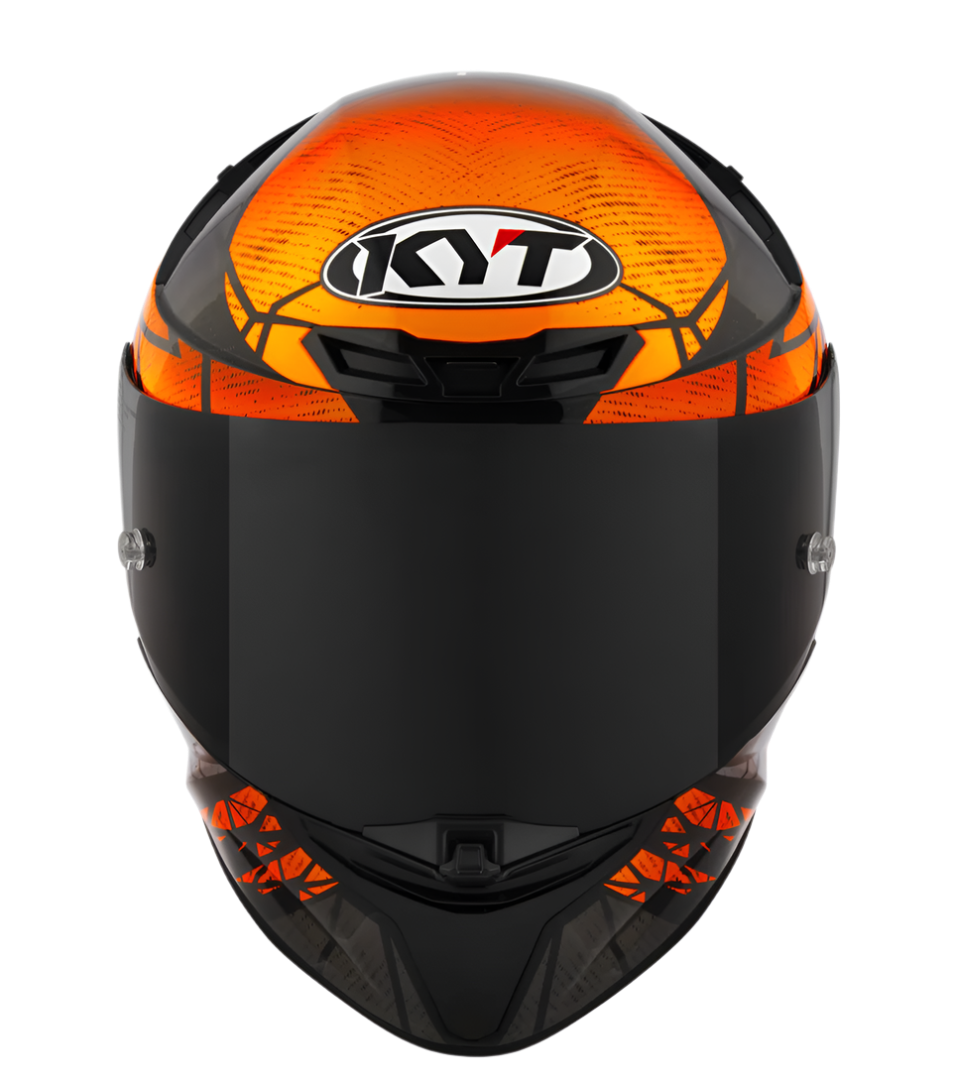 Motorcycle full face helmet black with geometric orange and grey graphic