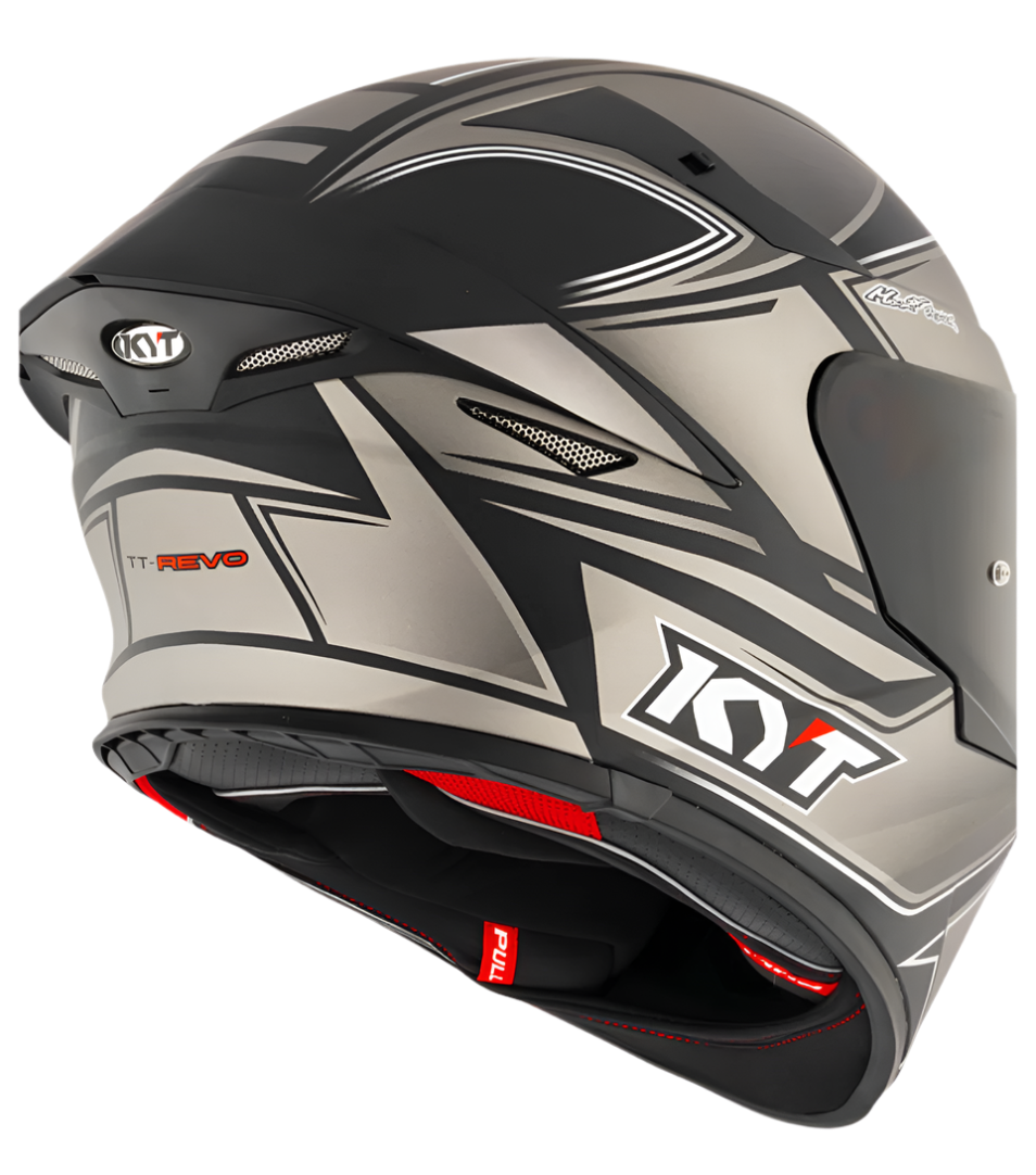 Motorcycle full face helmet grey with black geometric graphic