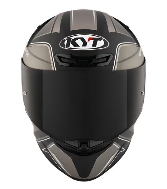 Motorcycle full face helmet grey with black geometric graphic