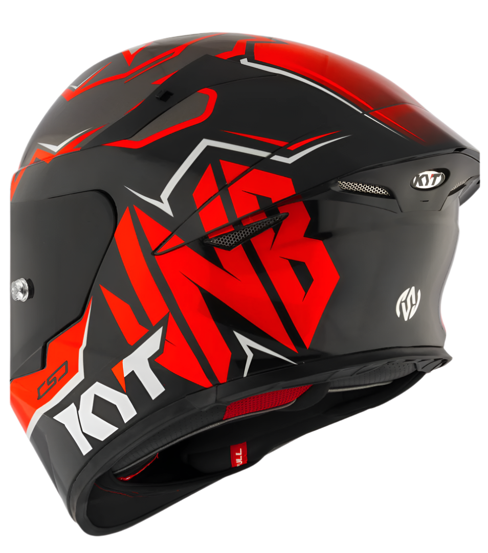 Motorcycle full face helmet black red with grey KYT graphics