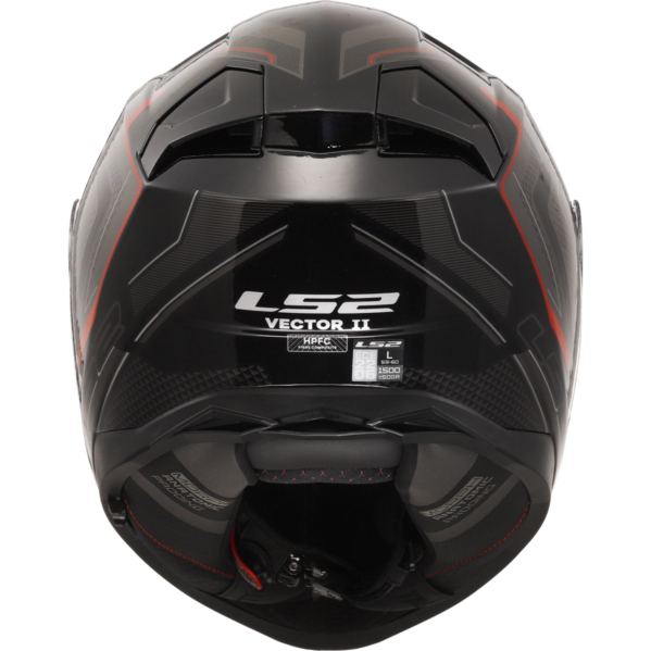 Motorcycle full face helmet black grey geometric with red borders