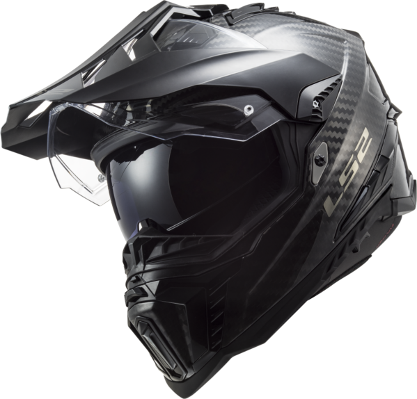Motorcycle full face adventure trail helmet with peak carbon fiber