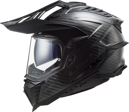 Motorcycle full face adventure trail helmet with peak carbon fiber
