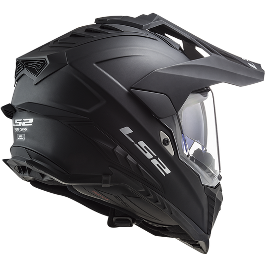 Motorcycle full face black adventure trail off road helmet with peak