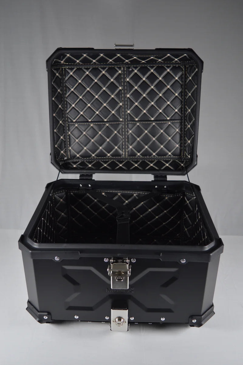 Motorcycle lugagge top box 55 litres black aluminium built