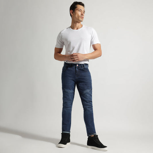 Motorcycle sleek riding denim blue with armours D3O,cordura,temp. regulated