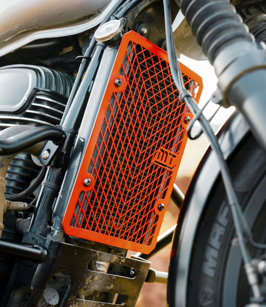Motorcycle orange radiator guard for jawa yezdi Scrambler