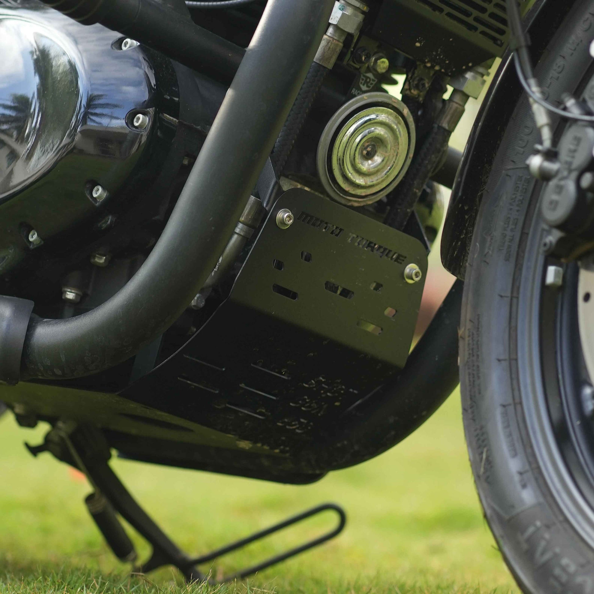 Motorcycle engine guard black and sleek for royal enfield shotgun 650