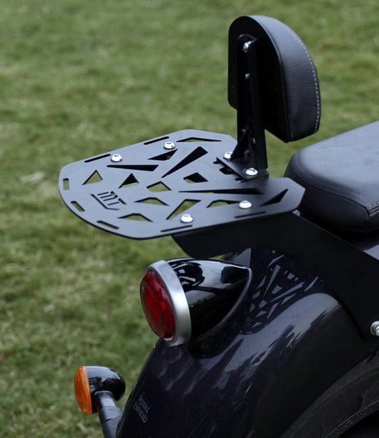 Motorcycle luggage mounting back carrier black for royal enfield super meteor 650