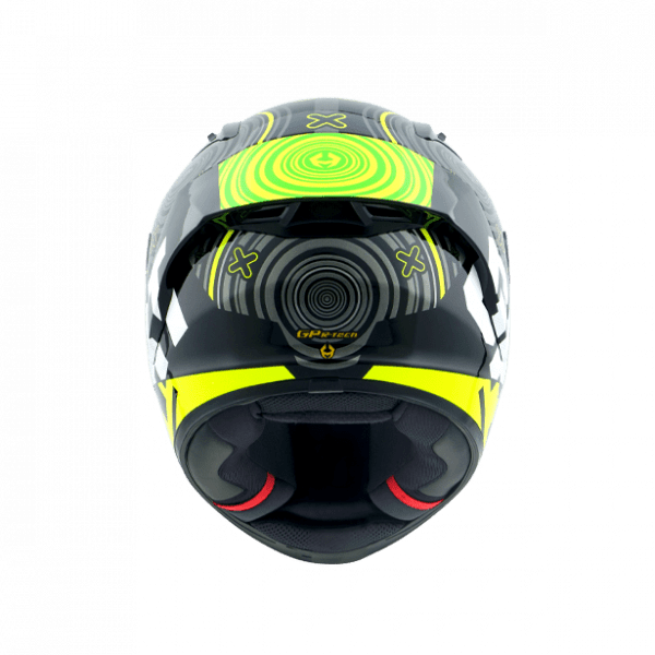 Motorcycle full face helmet black with yellow graphical NHK
