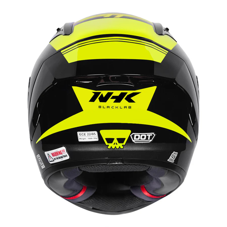 Motorcycle full face helmet black with light green undisputed graphic in black