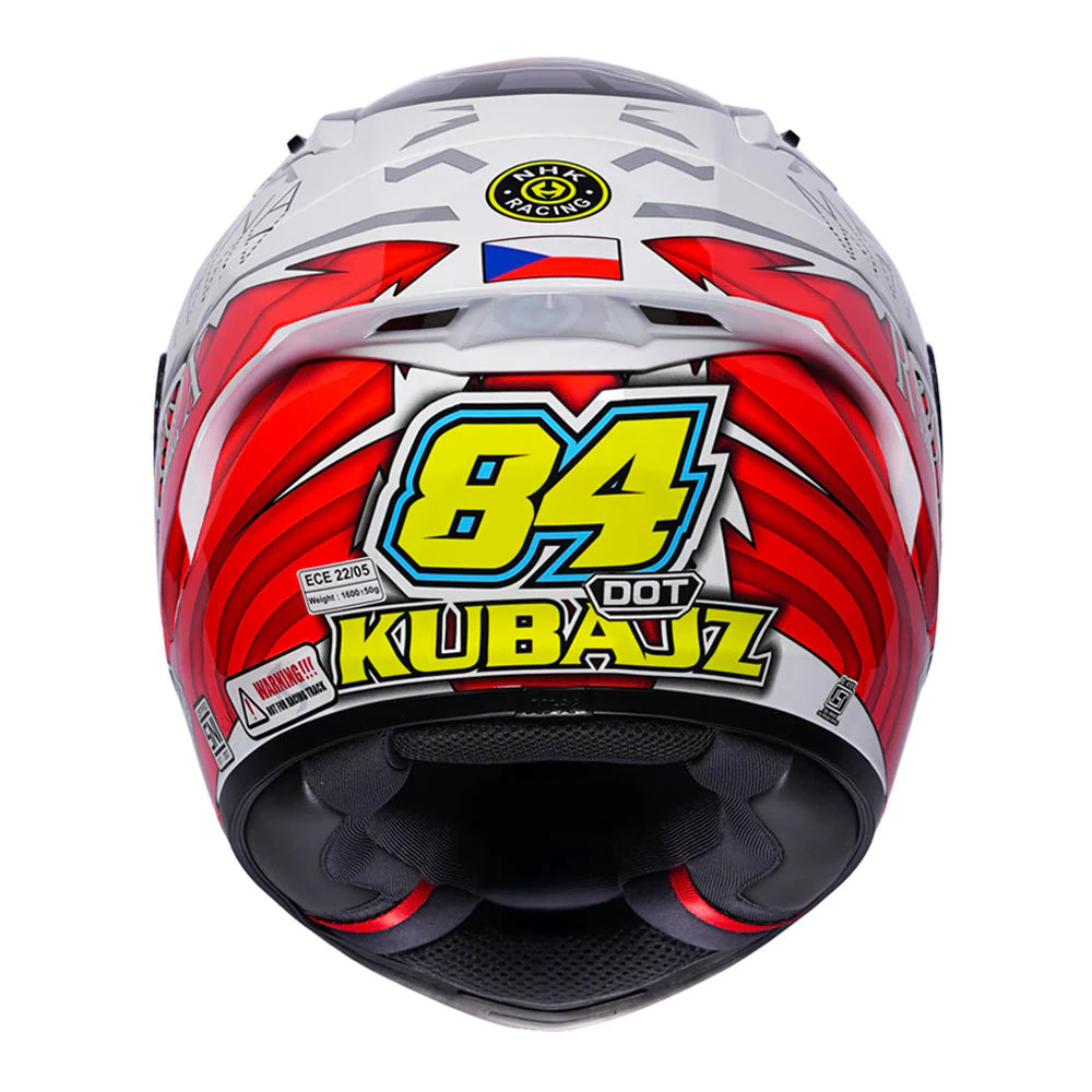 Motorcycle full face helmet NHK Jakub graphics white with red and additional colours