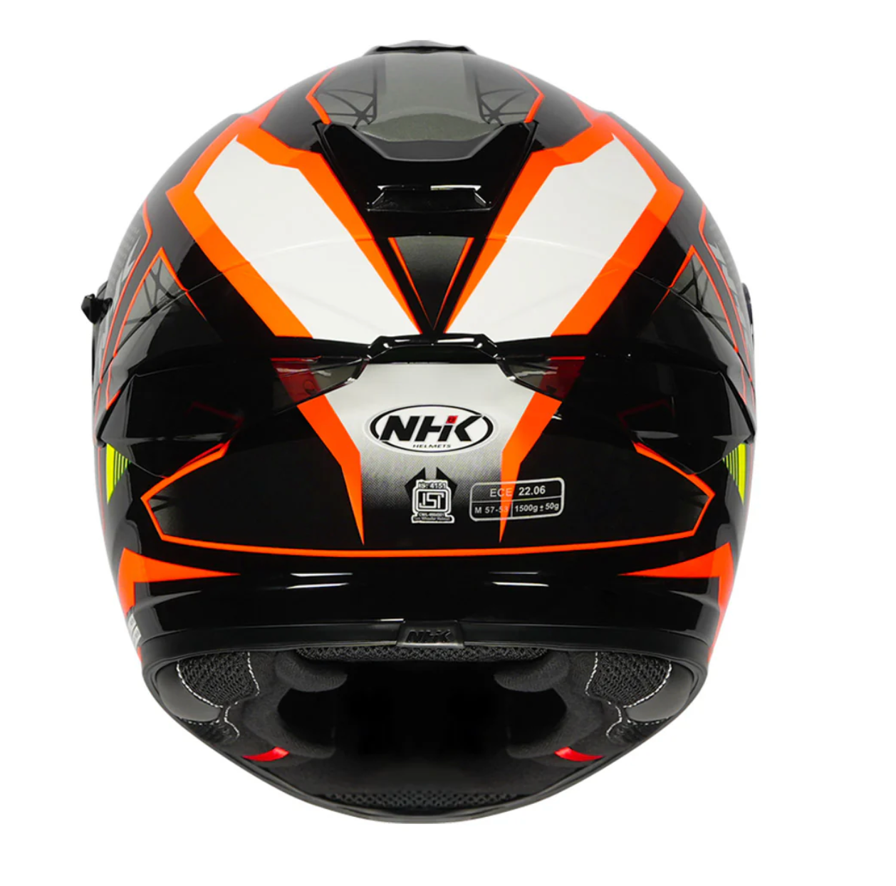 Motorcycle Full face helmet orange grey with white geometric graphic