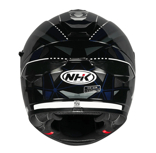 Motorcycle blue and grey geometric graphic helmet by NHK