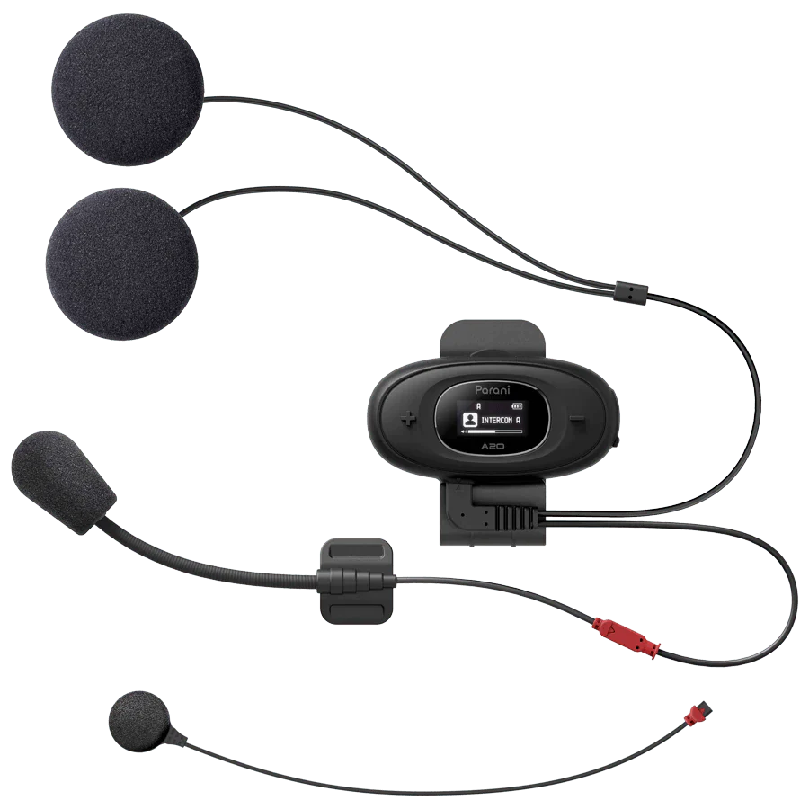 Motorcycle helmet intercom system by parani with display and volume control black