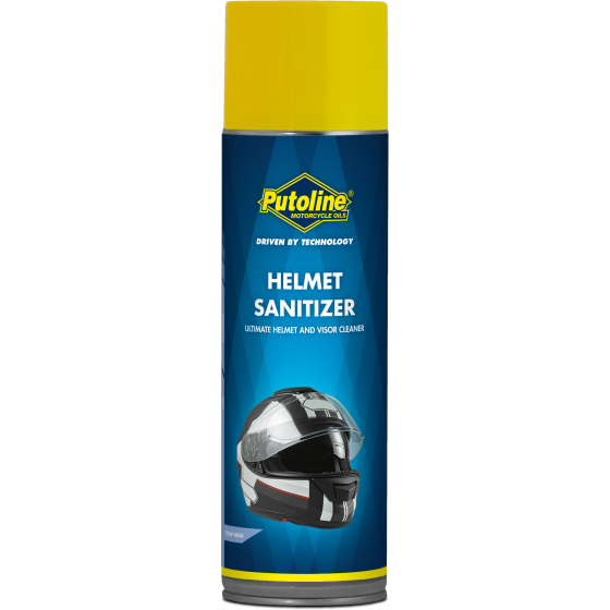 Motorcycle helmet cleaner and sanitizer foam spray