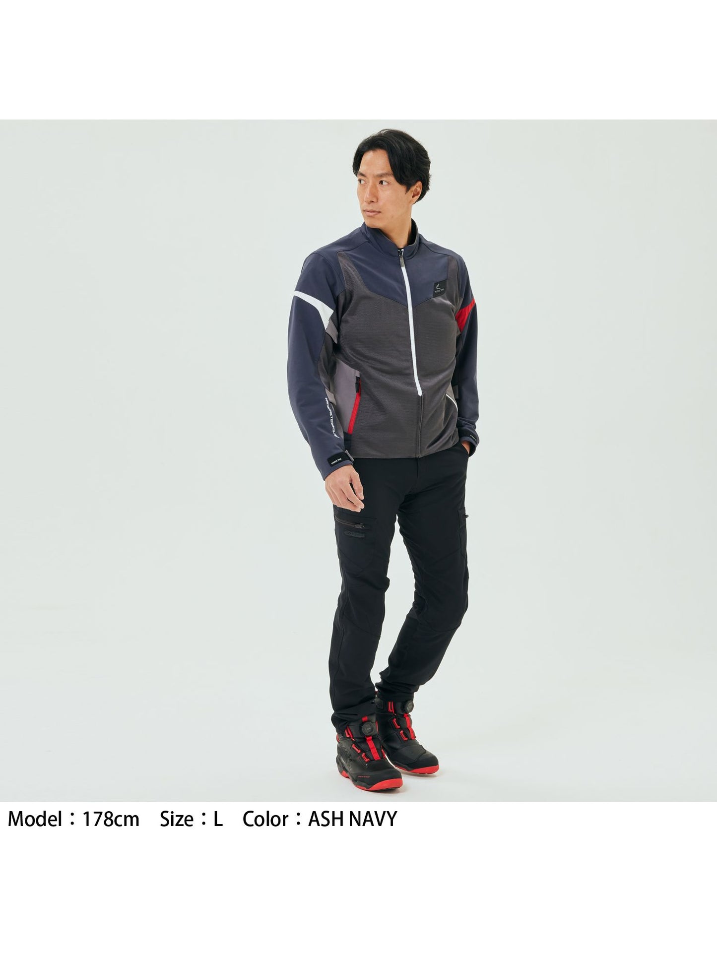 Motorcycle sporty mesh riding jacket CE level 2 Ash navy