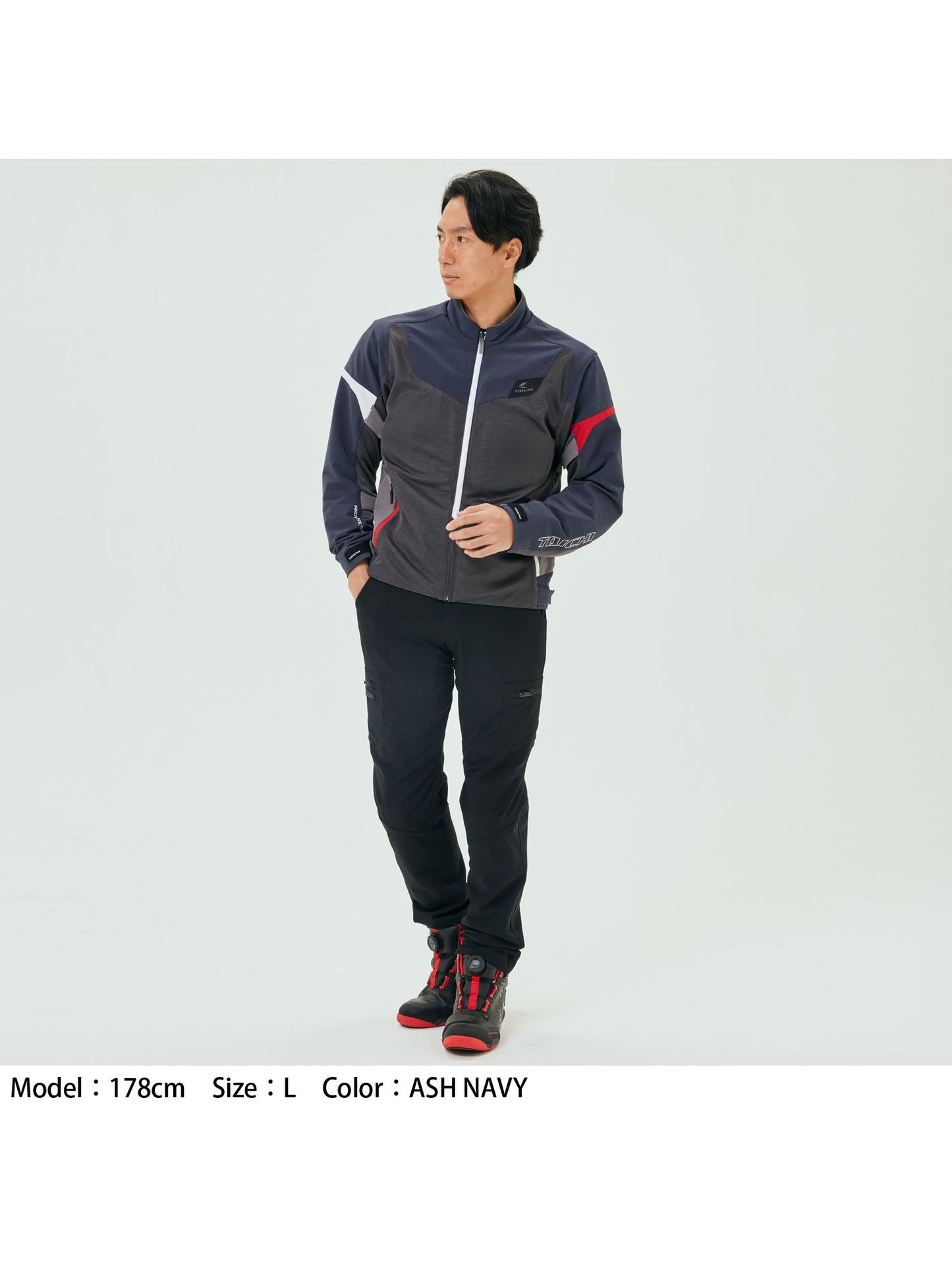 Motorcycle sporty mesh riding jacket CE level 2 Ash navy