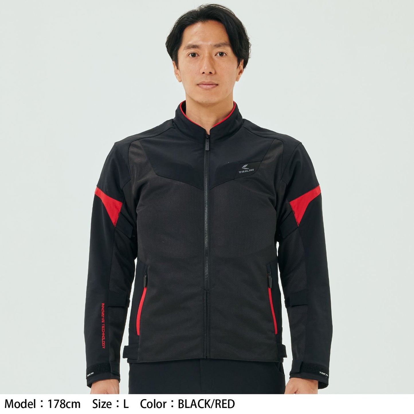 Motorcycle sporty mesh riding jacket CE level 2 black red