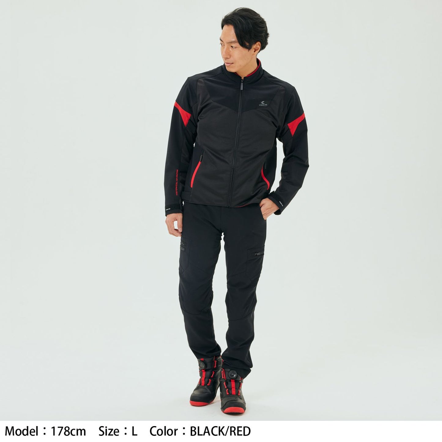 Motorcycle sporty mesh riding jacket CE level 2 black red