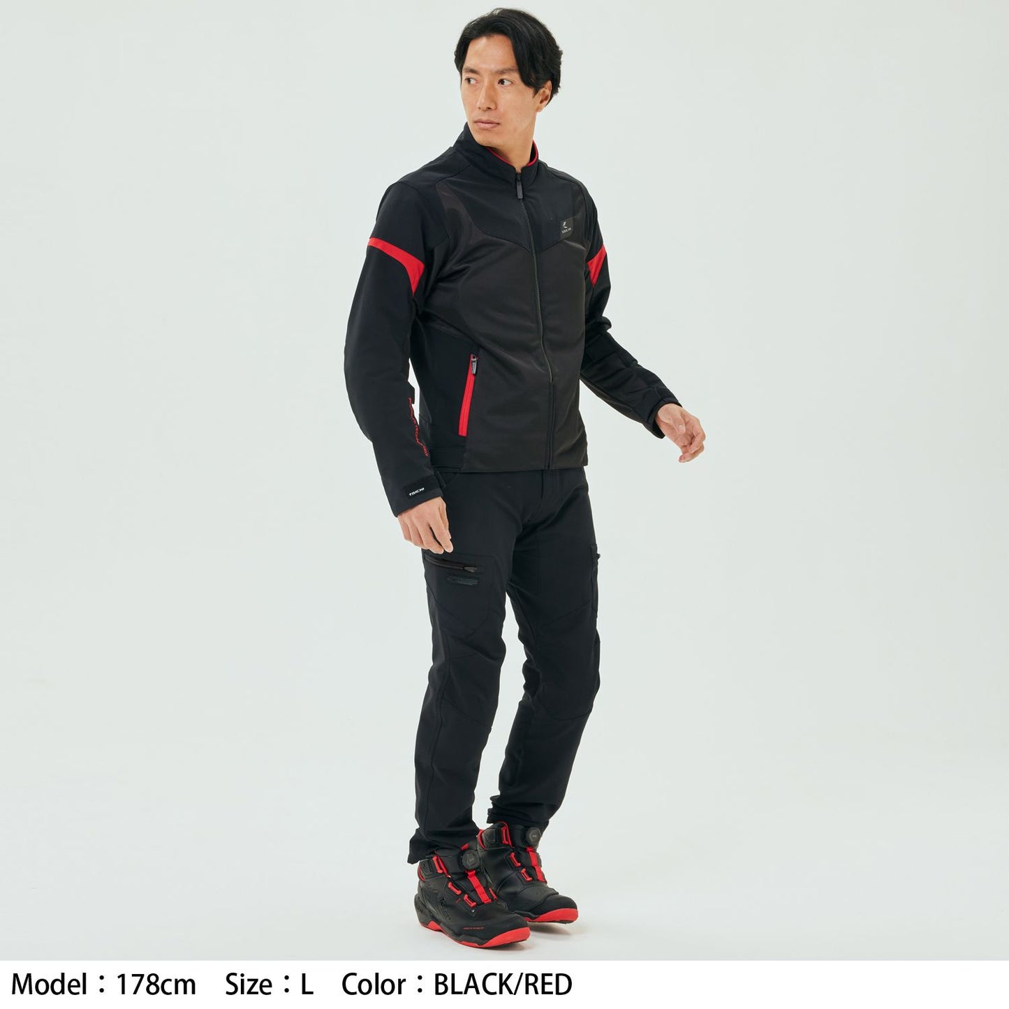 Motorcycle sporty mesh riding jacket CE level 2 black red