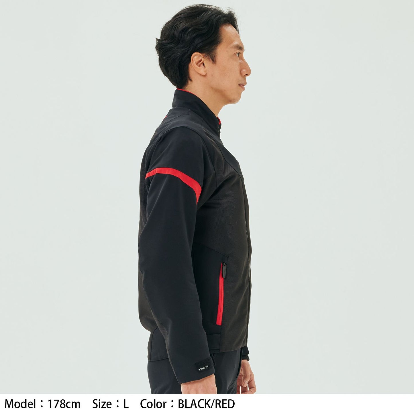 Motorcycle sporty mesh riding jacket CE level 2 black red