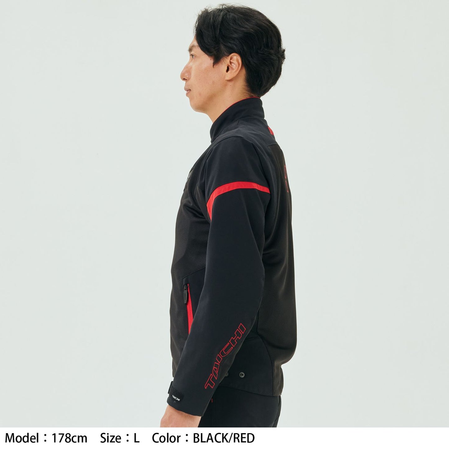 Motorcycle sporty mesh riding jacket CE level 2 black red
