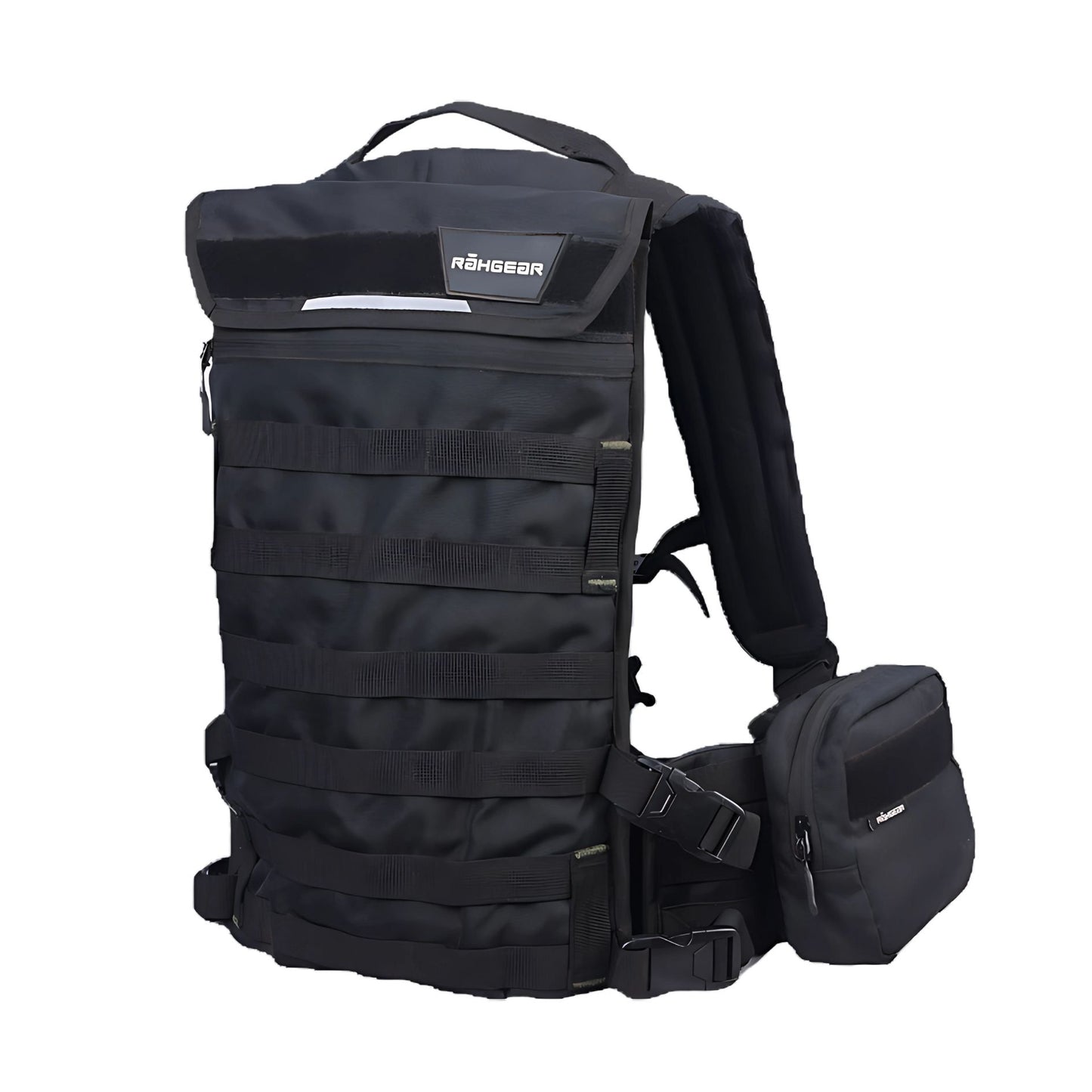 Motorcycle hydration pack black with attached hip pouch